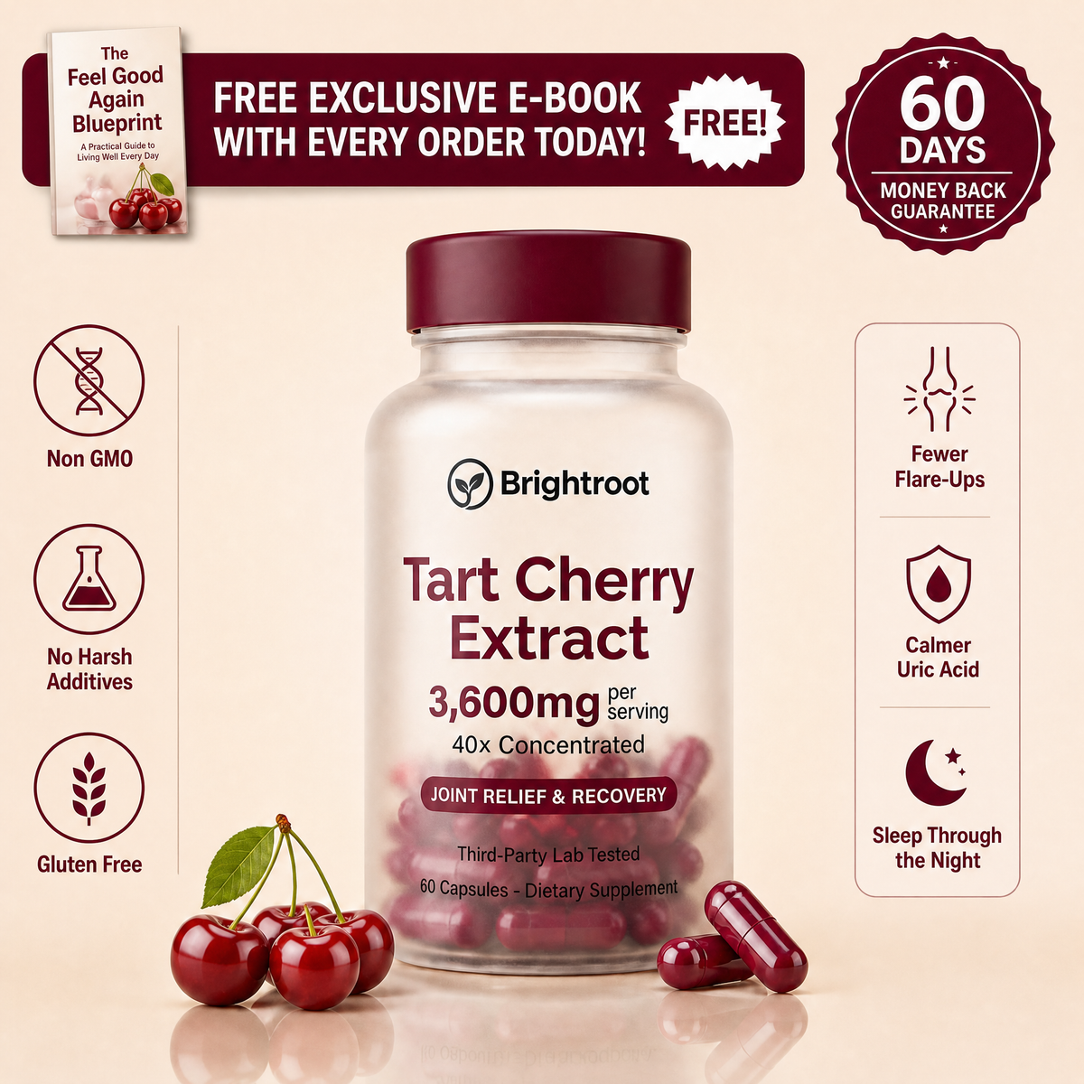 Brightroot Tart Cherry — Uric Acid Balance & Gout Support